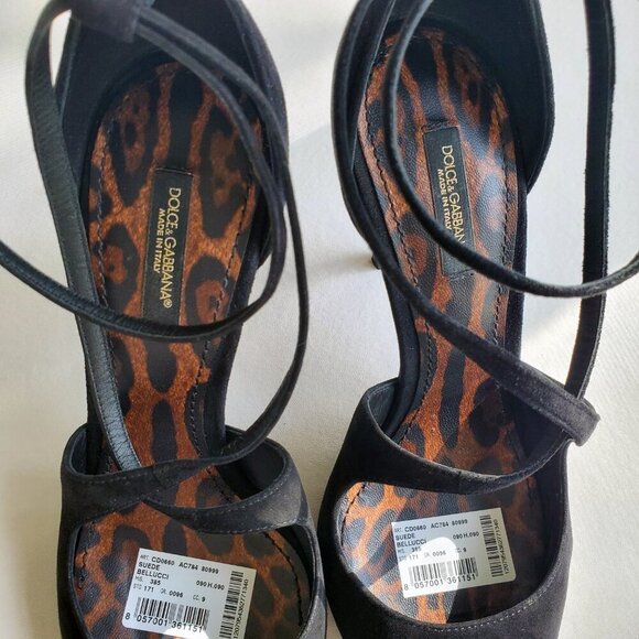 DOLCE & GABBANA NWT BELLUCCI Black Suede Strappy Stilettos 38.5 US 8.5 - Picture 3 of 15